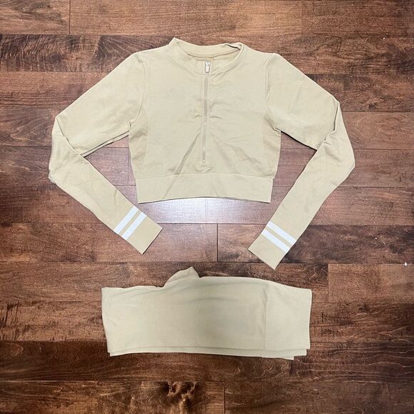 Seamless Two Piece Set In Khaki - Picture 1 of 5